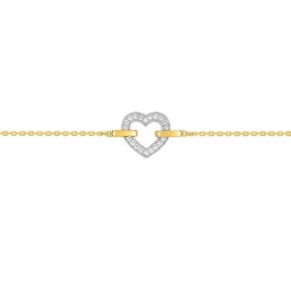 Bracelet Cœur Femme Or jaune 750/1000, Rhodium et Oxydes de zirconium ROBBEZ MASSON