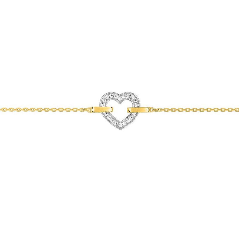 bracelet-coeur-femme-or-jaune-750-rhodium-oxydes-robbez-masson-68SA801BZ Bracelet Cœur Femme Or jaune 750/1000, Rhodium et Oxydes de zirconium ROBBEZ MASSON