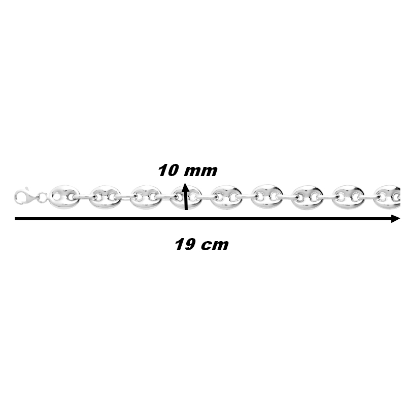 bracelet-grain-de-cafe-femme-argent-925-robbez-masson-301402B-dimensions Bracelet Grain de café Femme Argent 925/1000 ROBBEZ MASSON, dimensions
