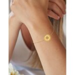 Bracelet Femme graphique cercle Plaqué or MURAT porté