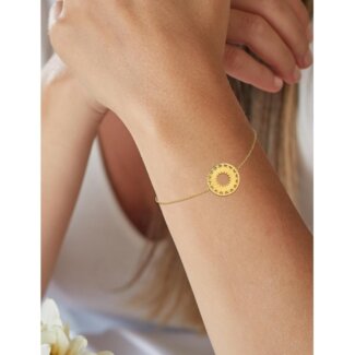 Bracelet Femme graphique cercle Plaqué or MURAT porté