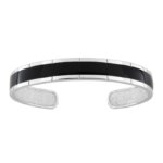 Bracelet jonc Homme Argent laque noire MIURAT