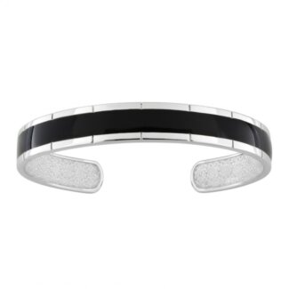 Bracelet jonc Homme Argent laque noire MIURAT