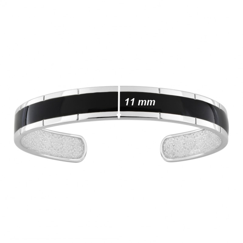 bracelet-jonc-homme-argent-laque-noire-murat-303271-largeur Bracelet jonc Homme Argent laque noire MIURAT, largeur