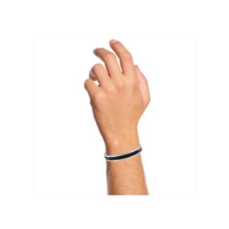 Bracelet jonc Homme Argent laque noire MIURAT porté
