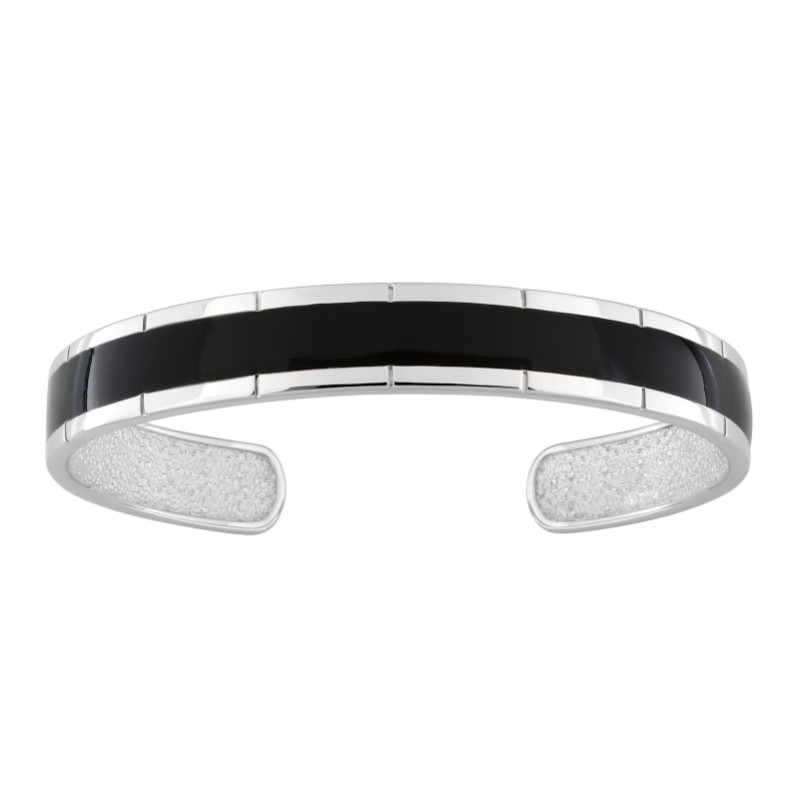 bracelet-jonc-homme-argent-laque-noire-murat-303271 Bracelet jonc Homme Argent laque noire MIURAT
