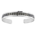 Bracelet jonc Homme Argent laque noire MURAT, largeur