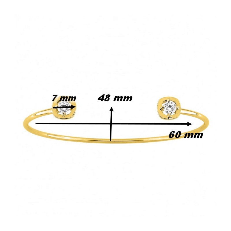 Bracelet Jonc ouvert Femme plaqué Or et oxydes MURAT, dimensions