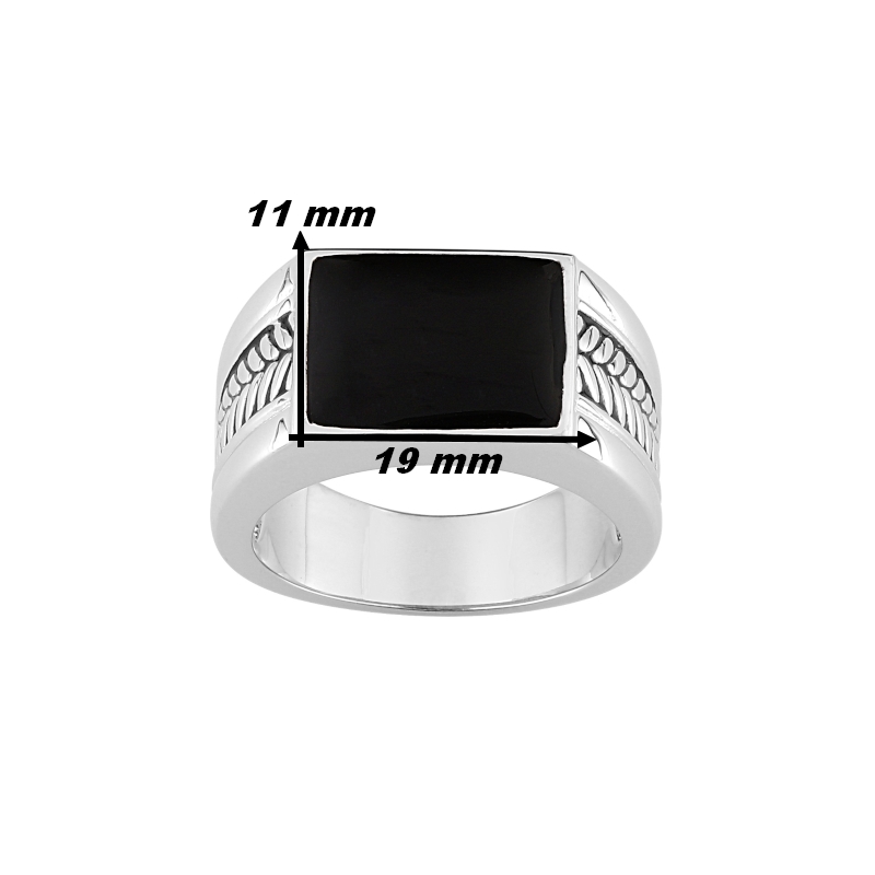 chevaliere-bague-homme-argent-laque-noire-murat-307246-dimensions Bague chevalière Homme Argent, laque noire MURAT , dimensions
