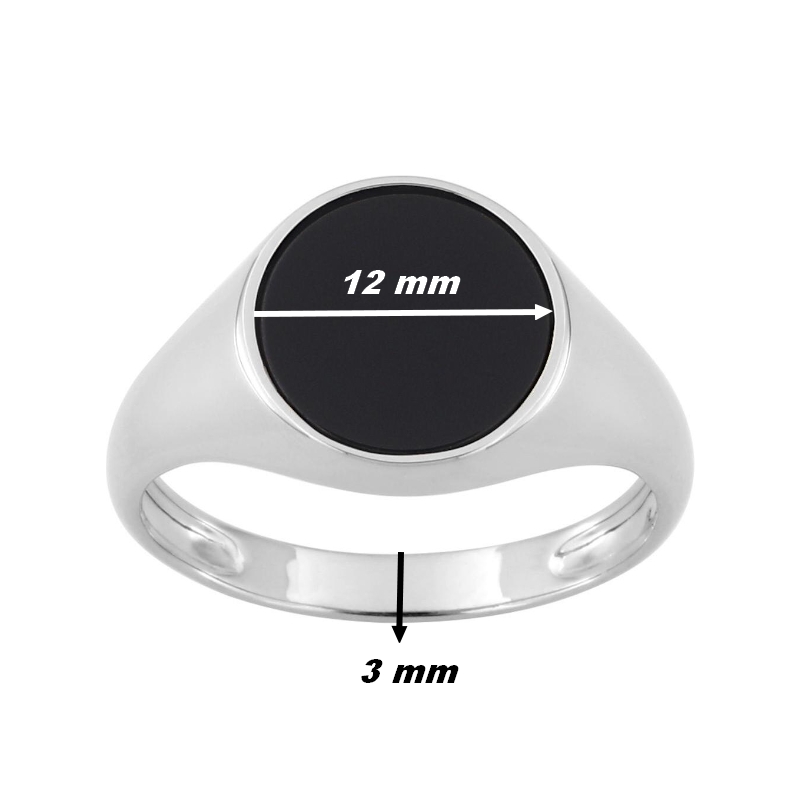Chevalière Homme Argent 925/1000 et Onyx ROBBEZ MASSON, dimensions