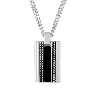 Collier Homme Argent, laque noire MURAT