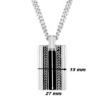 Collier Homme Argent, laque noire MURAT, dimensions