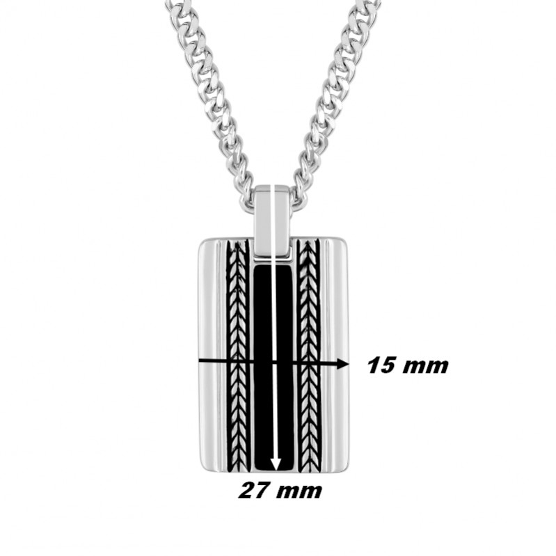 collier-argent-homme-murat-laque-noir-302882-dimensions Collier Homme Argent, laque noire MURAT, dimensions