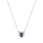 Coller Femme Cœur Argent 925/1000 et Oxydes de zirconium bancs et bleu CHRISTIAN BERNARD