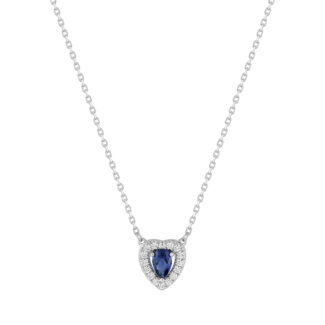 Coller Femme Cœur Argent 925/1000 et Oxydes de zirconium bancs et bleu CHRISTIAN BERNARD