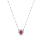 Coller Femme Cœur Argent 925/1000 et Oxydes de zirconium bancs et rouge CHRISTIAN BERNARD