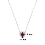 Coller Femme Cœur Argent 925/1000 et Oxydes de zirconium bancs et rouge CHRISTIAN BERNARD, dimensions