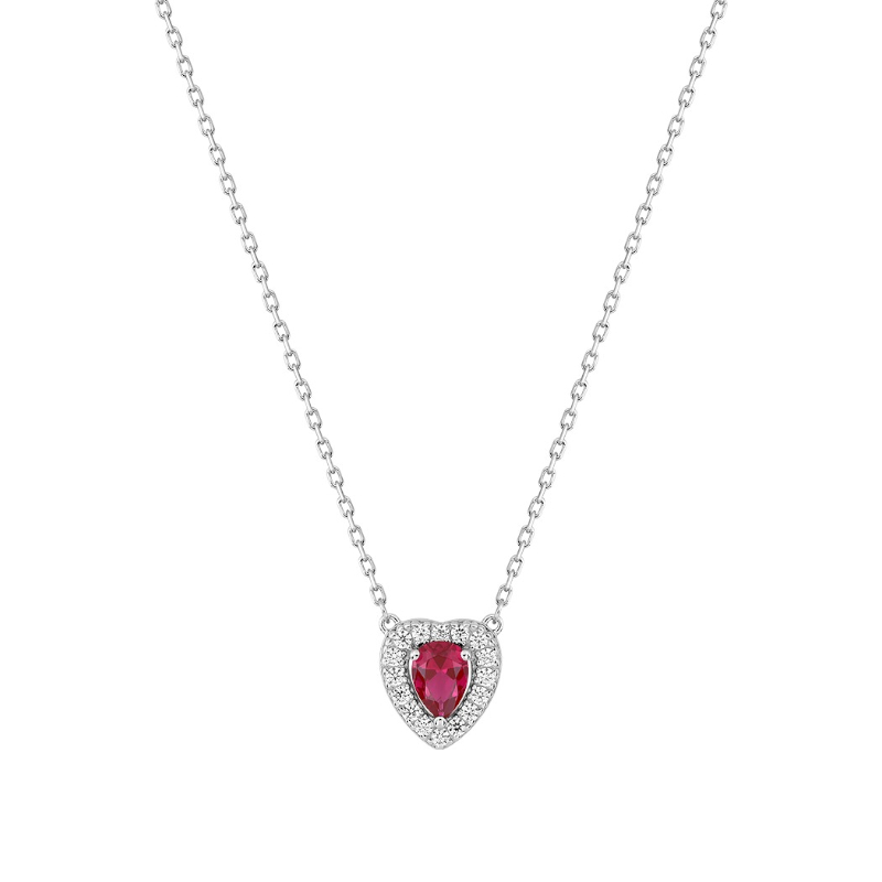 collier-coeur-femme-argent-oxydes-rouge-blancs-christian-bernard-332543-3 Coller Femme Cœur Argent 925/1000 et Oxydes de zirconium bancs et rouge CHRISTIAN BERNARD