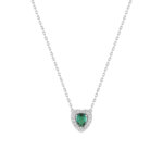 Coller Femme Cœur Argent 925/1000 et Oxydes de zirconium bancs et vert CHRISTIAN BERNARD