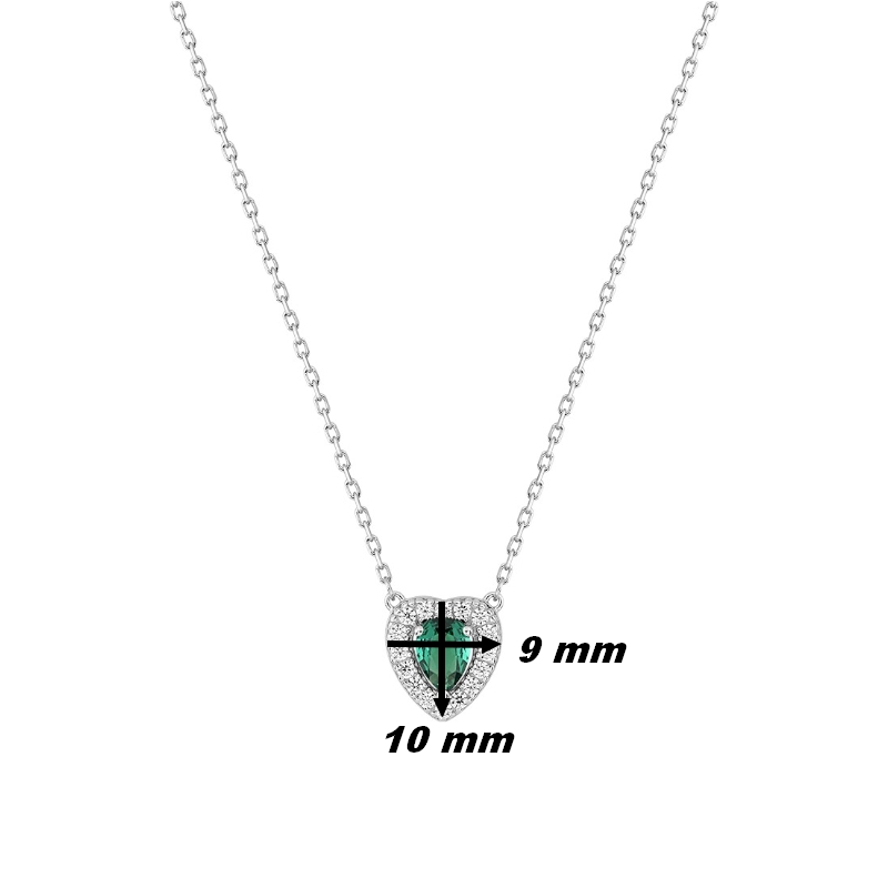 collier-coeur-femme-argent-oxydes-vert-blancs-christian-bernard-332543-4-dimensions Coller Femme Cœur Argent 925/1000 et Oxydes de zirconium bancs et vert CHRISTIAN BERNARD, dimensions