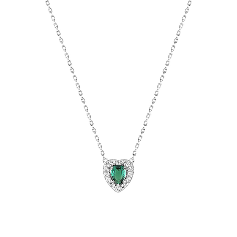 collier-coeur-femme-argent-oxydes-vert-blancs-christian-bernard-332543-4 Coller Femme Cœur Argent 925/1000 et Oxydes de zirconium bancs et vert CHRISTIAN BERNARD