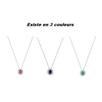 Collier Femme Argent 925/1000 et Oxydes de zirconium bleu et blancs CHRISTIAN BERNARD, couleurs