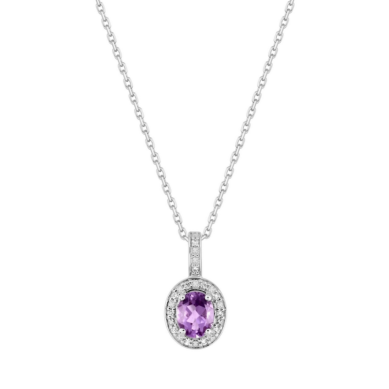 Collier Femme Or blanc 750/1000, Améthyste et Oxydes de zirconium ROBBEZ MASSON