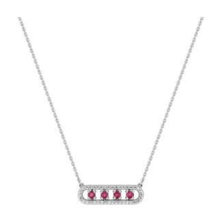 Collier Femme Or blanc 750/1000, Rubis et Oxydes de zirconium ROBBEZ MASSON