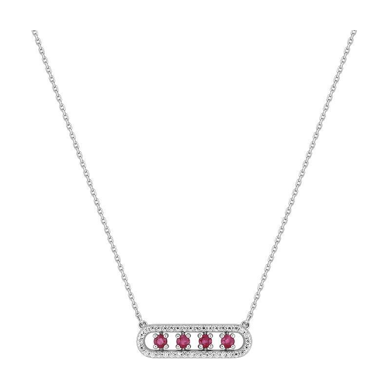 collier-femme-or-blanc-750-oxydes-rubis-robbez-masson-3-7390-R1 Collier Femme Or blanc 750/1000, Rubis et Oxydes de zirconium ROBBEZ MASSON