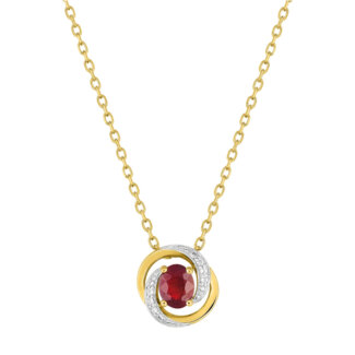 Collier Femme Or jaune 750/1000, Rhodium, Rubis et Oxydes de zirconium ROBBEZ MASSON
