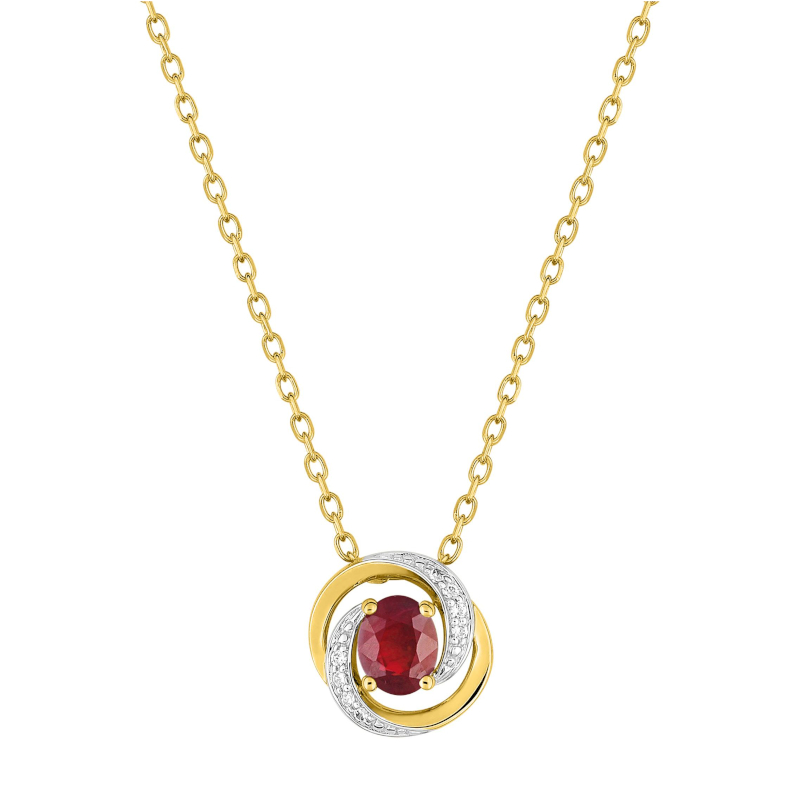 collier-femme-or-jaune-750-rhodium-rubis-oxydes-robbez-masson-8A733BRTZ Collier Femme Or jaune 750/1000, Rhodium, Rubis et Oxydes de zirconium ROBBEZ MASSON