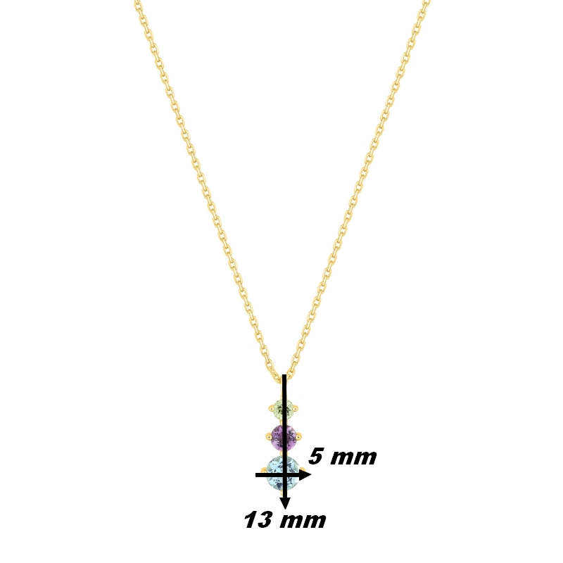Collier Femme Or jaune 750/1000, Améthyste, Topaze, Péridot et Oxydes de zirconium ROBBEZ MASSON, dimensions