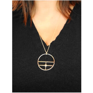 Collier long Femme Plaqué Or et Oxyde de zirconium MURAT porté