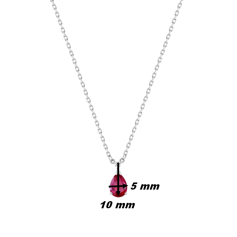 Collier goutte Femme Argent 925/1000 et Oxydes de zirconium rouge et blanc CHRISTIAN BERNARD, dimensions