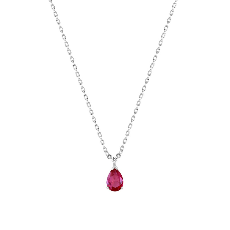 Collier goutte Femme Argent 925/1000 et Oxydes de zirconium rouge et blanc CHRISTIAN BERNARD