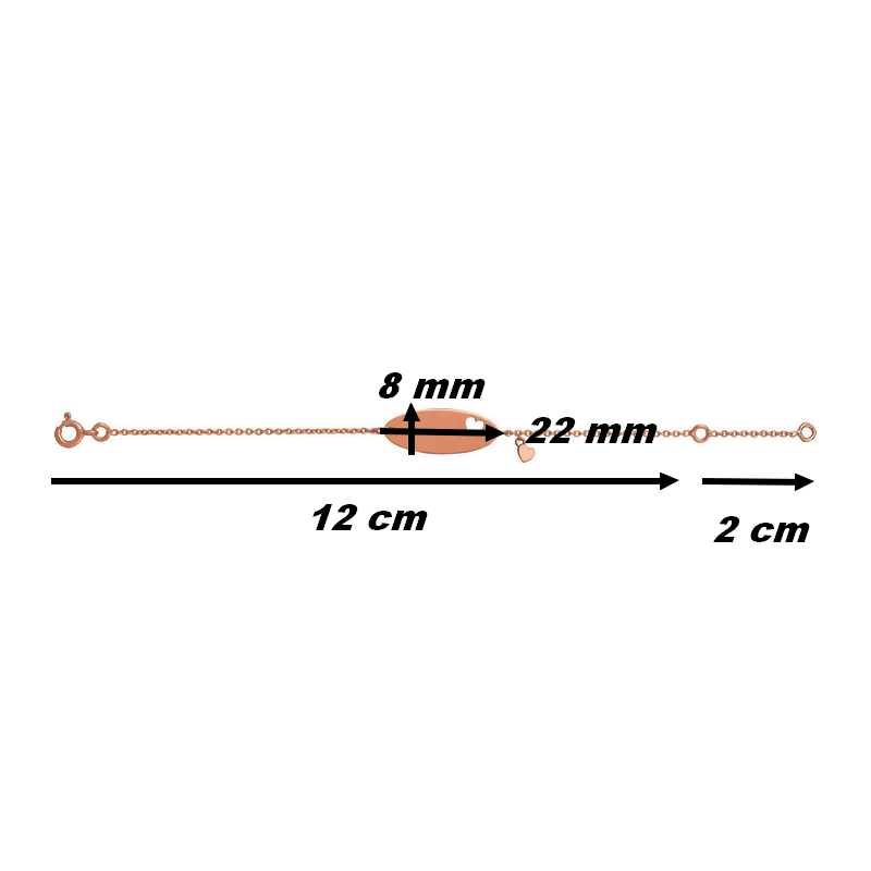 gourmette-coeur-enfant-or-rose-750-robbez-masson-FR35BBD1R-dimensions Gourmette Cœur Enfant Or rose 750/1000 ROBBEZ MASSON, dimensions