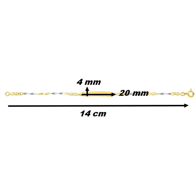 gourmette-enfant-or-blanc-jaune-750-robbez-masson-503-3GBBR-dimensions Gourmette Enfant bicolore Or jaune et blanc 750/1000 ROBBEZ MASSON, dimensions