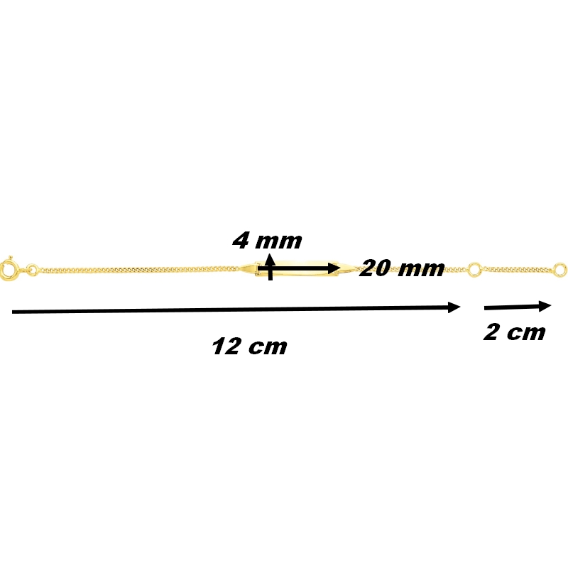 gourmette-enfant-or-jaune-750-robbez-masson-G40BBR-dimensions Gourmette Enfant Or jaune 750/1000 ROBBEZ MASSON, dimensions