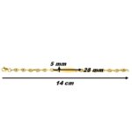 Gourmette grains de café creux Enfant Or jaune 750/1000 ROBBEZ MASSON, dimensions