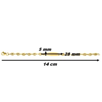 Gourmette grains de café creux Enfant Or jaune 750/1000 ROBBEZ MASSON, dimensions