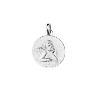 Médaille ronde en argent avec ange
