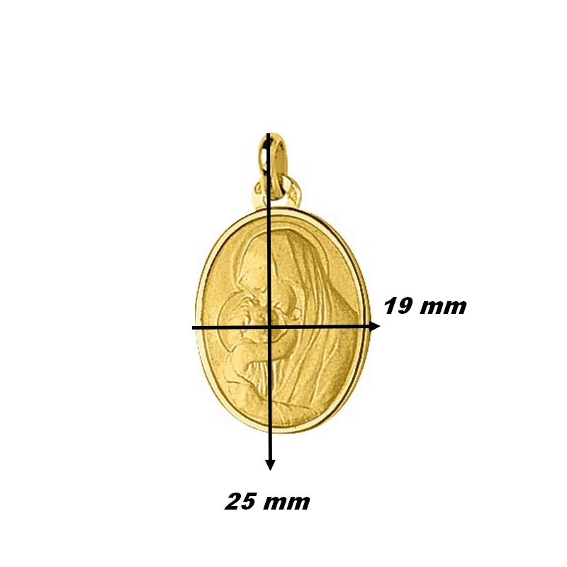 Médaille Vierge à l’Enfant Or Jaune 750/1000 ROBBEZ MASSON, dimensions