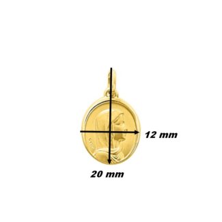 Médaille Vierge Or Jaune 750/1000 ROBBEZ MASSON, dimensions