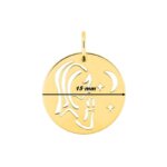Pendentif médaille Vierge Or jaune 750/1000 ROBBEZ MASSON, diamètre