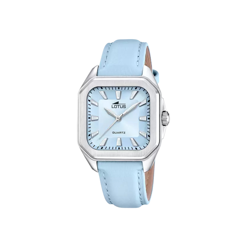 montre-carree-femme-cuir-bleu-lotus-18968-4 Montre Femme carrée LOTUS cuir bleu et Acier inoxydable 18968/4