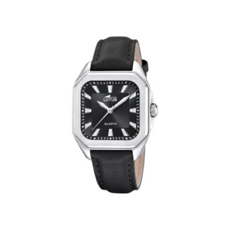 Montre Femme carrée LOTUS cuir noir et Acier inoxydable 18968/6