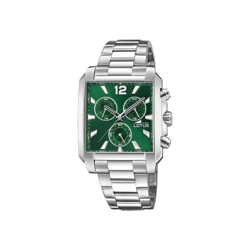montre-carree-homme-acier-inoxydable-lotus-18850-3 Montre carrée cadran vert Homme Acier inoxydable LOTUS 18850/3