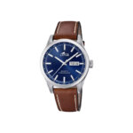 Montre Homme cuir marron, cadran bleu et Acier inoxydable LOTUS 18671/3