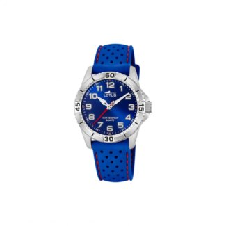 Montre Enfant Acier inoxydable et bracelet caoutchouc bleu Lotus 18663/2 avec un bracelet OFFERT