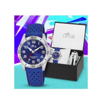 Montre Enfant Acier inoxydable et bracelet caoutchouc bleu Lotus 18663/2 avec un bracelet OFFERT, bracelet